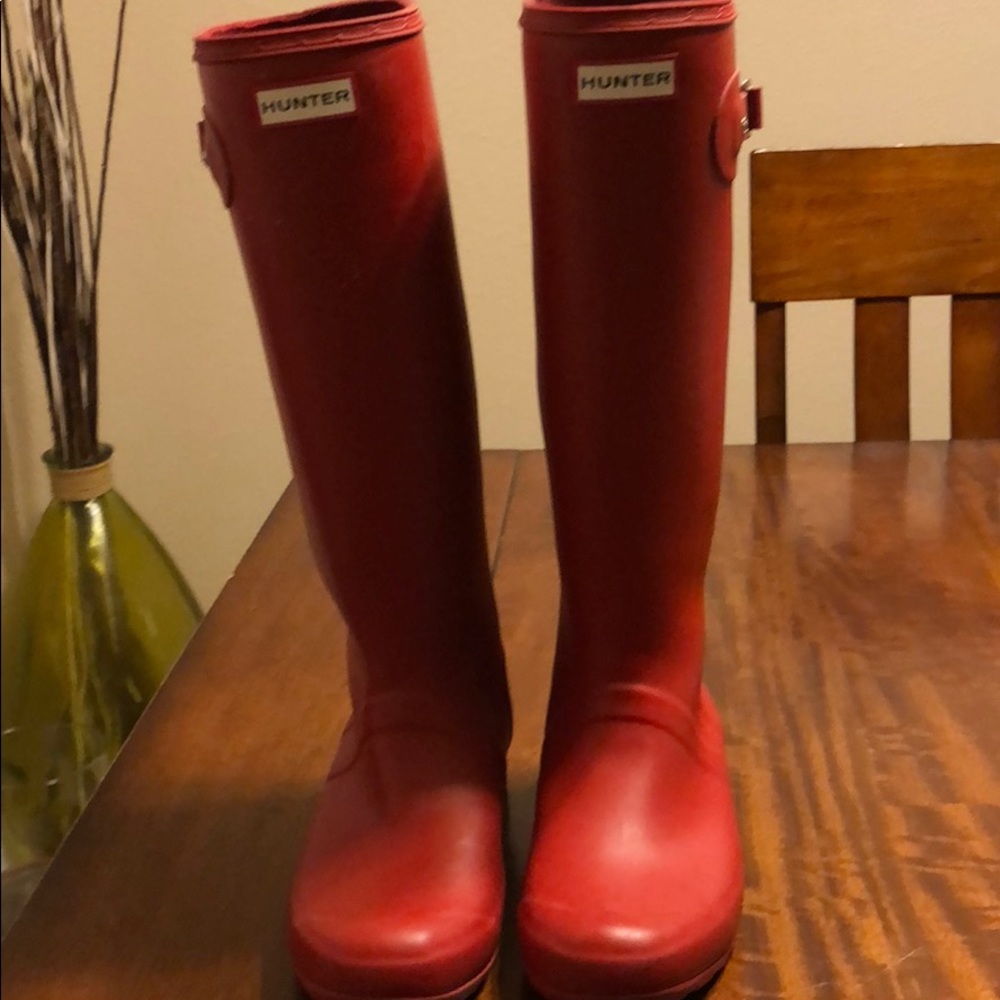 Tall Red Matte Hunter Boots